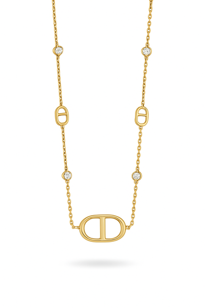 Collier Acier Inoxydable Ovale Strass