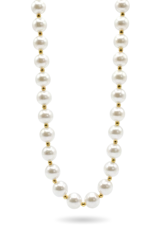 Collier Acier Inoxydable Perle Blanche
