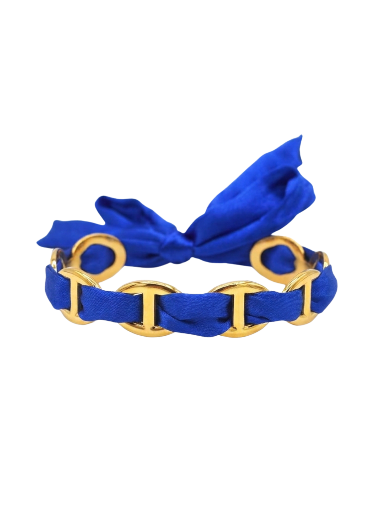 Jonc Acier Inoxydable Maille Marine Tissu Bleu