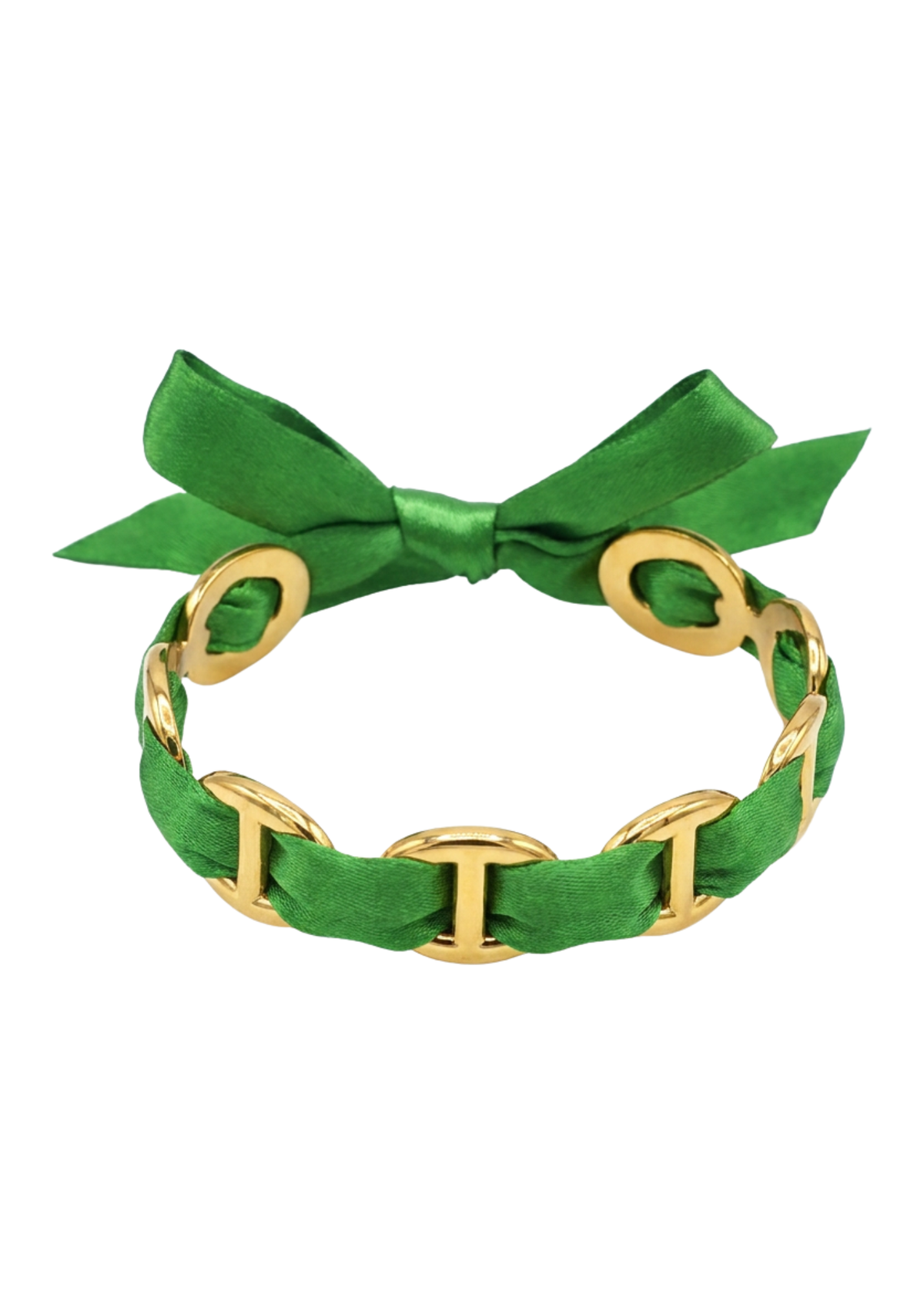 Jonc Acier Inoxydable Maille Marine Tissu Vert