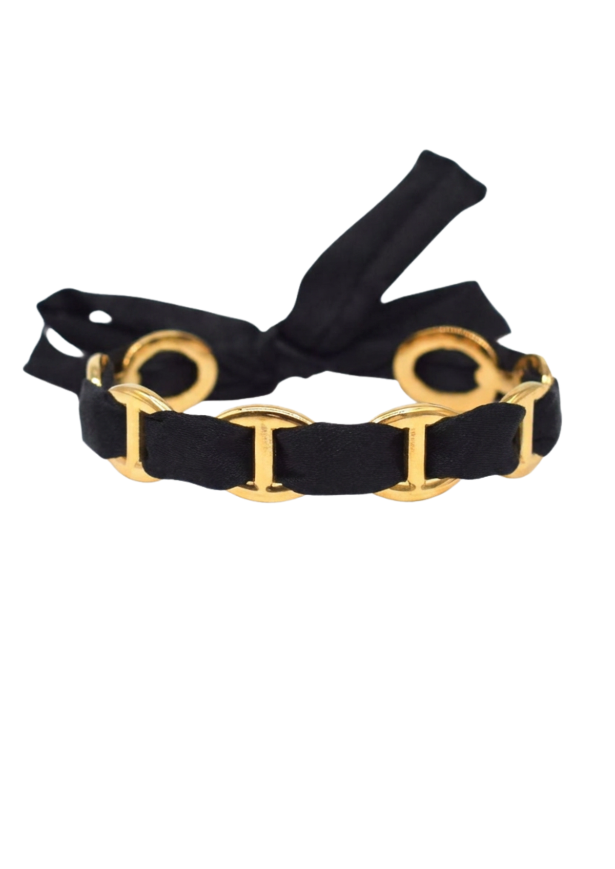 Jonc Acier Inoxydable Maille Marine Tissu Noir