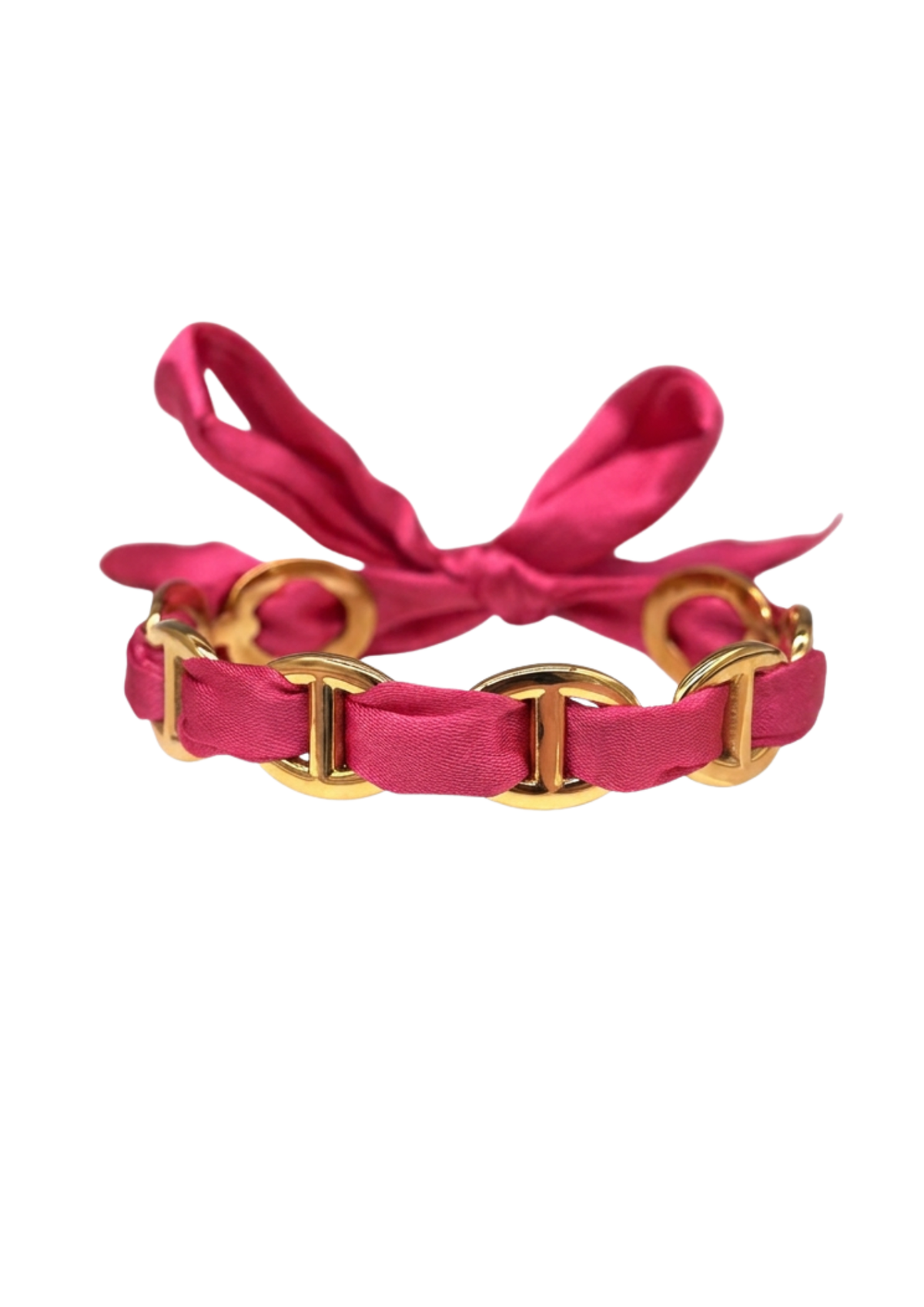 Jonc Acier Inoxydable Maille Marine Tissu Fuschia