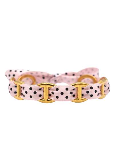 Jonc Acier Inoxydable Maille Marine Tissu Pois pas cher rose