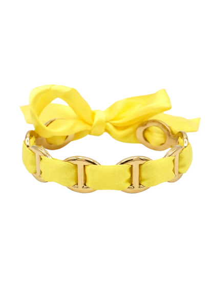 Jonc Acier Inoxydable Maille Marine Tissu Jaune