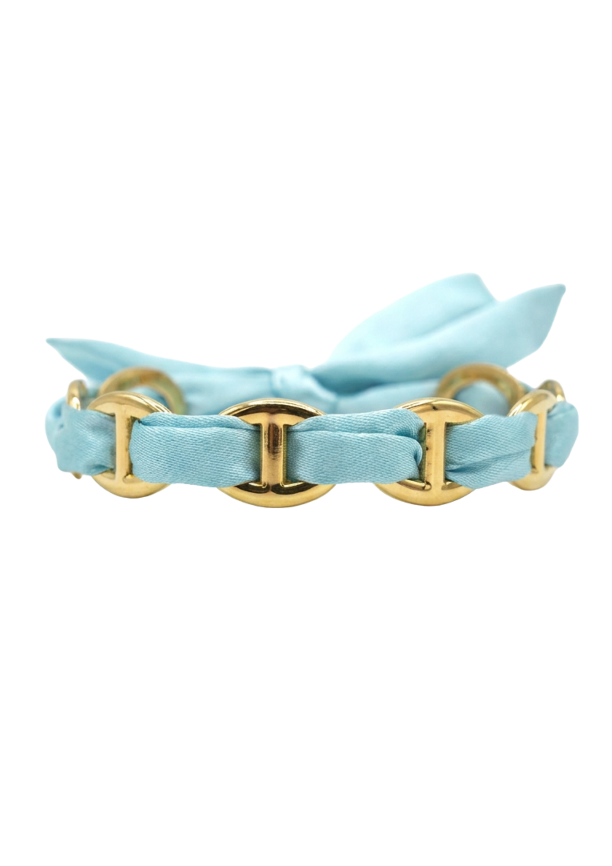 Jonc Acier Inoxydable Maille Marine Tissu Bleu Ciel