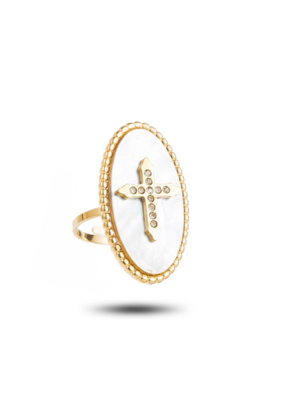 Bague Acier Inoxydable Croix pas cher