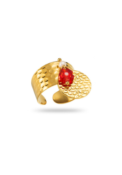 Bague Breloque Pastille Martelé