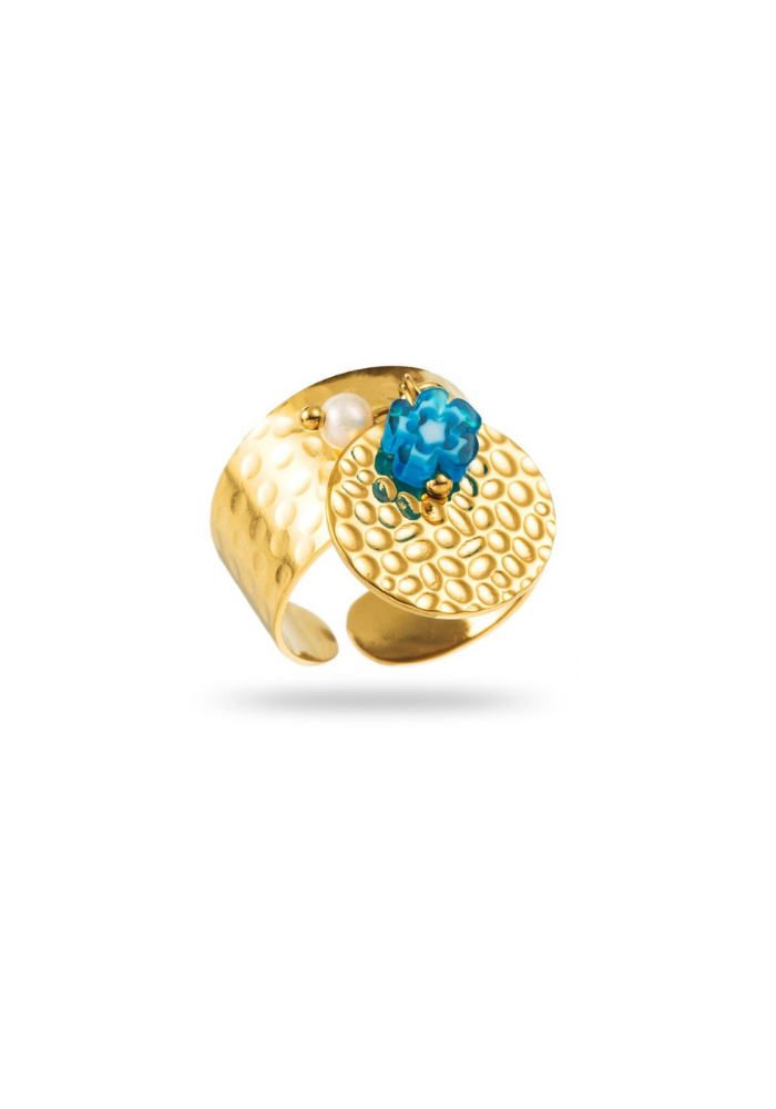 Bague Breloque Pastille Martelé pas cher