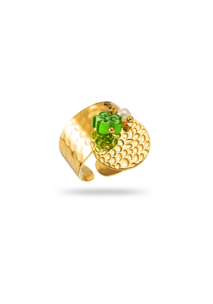 Bague Breloque Pastille Martelé pas cher