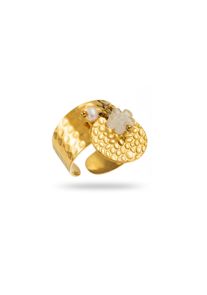 Bague Breloque Pastille Martelé 