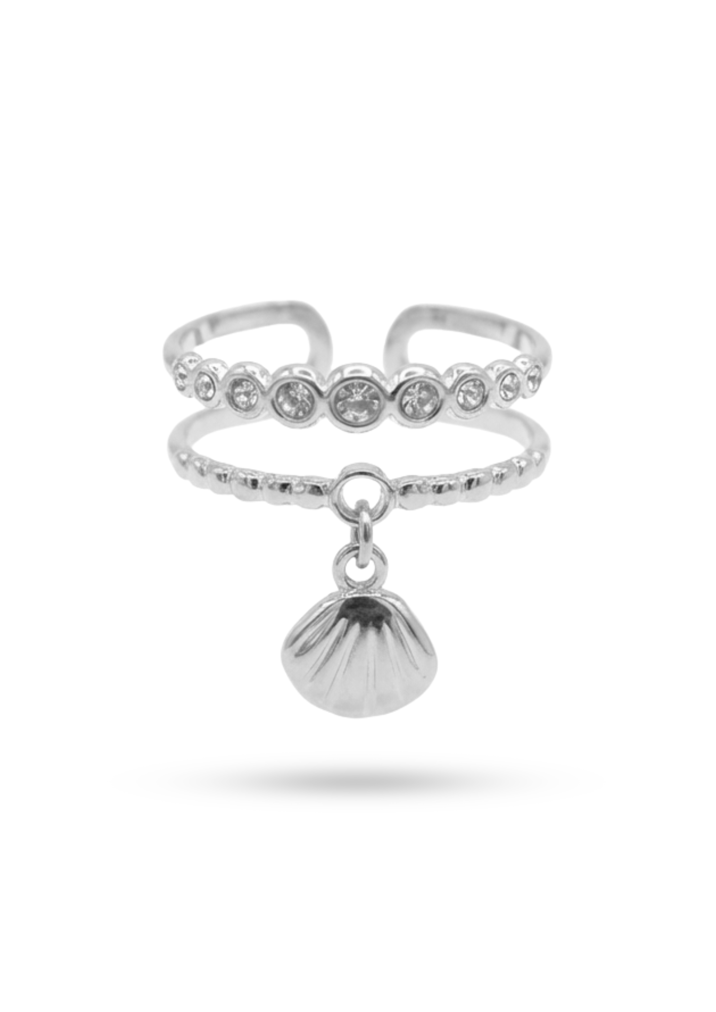 Bague Breloque Double Coquilage