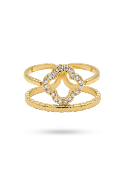 Bague Acier Inoxydable Double Anneaux Trèfle
