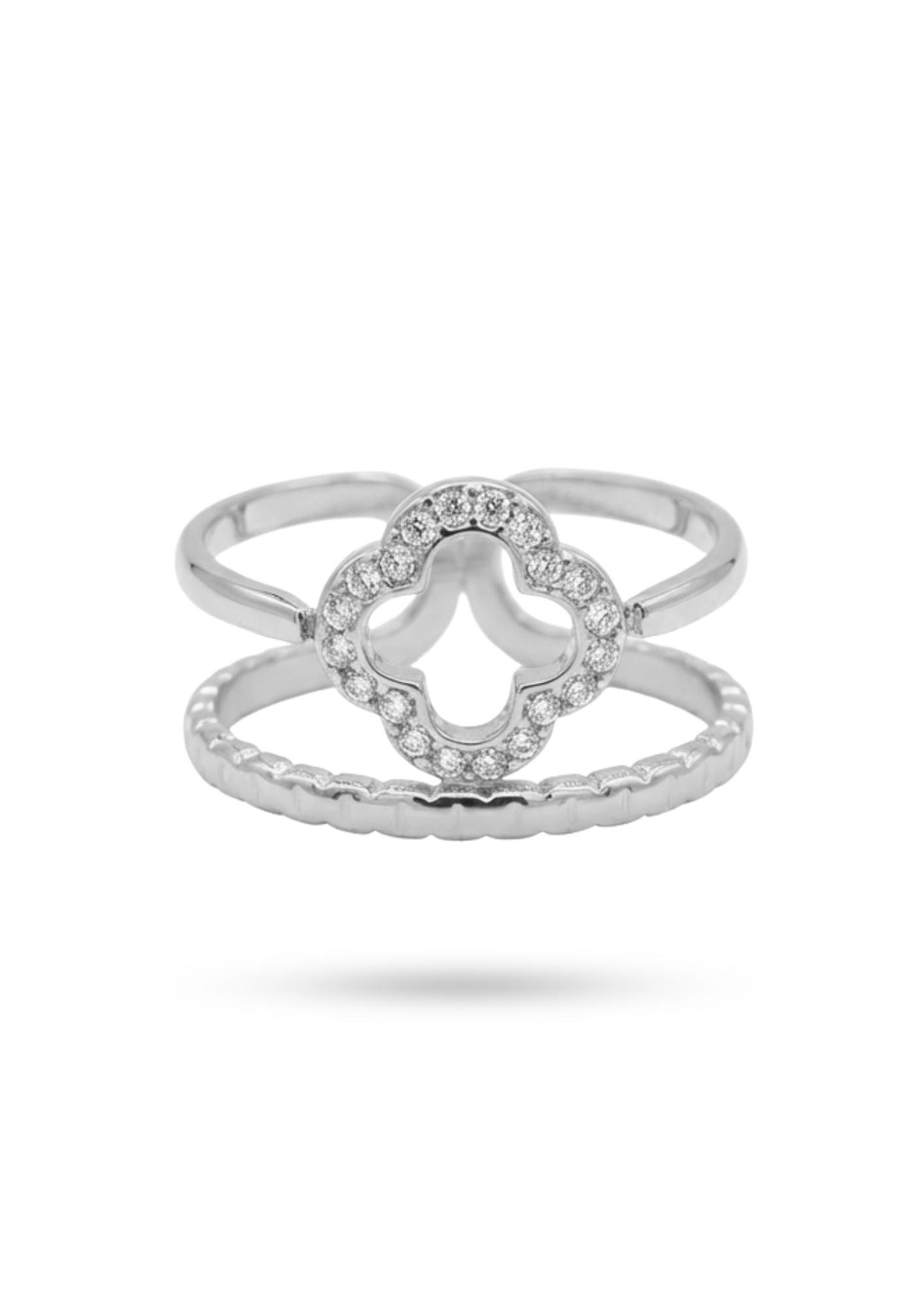 Bague Acier Inoxydable Double Anneaux Trèfle