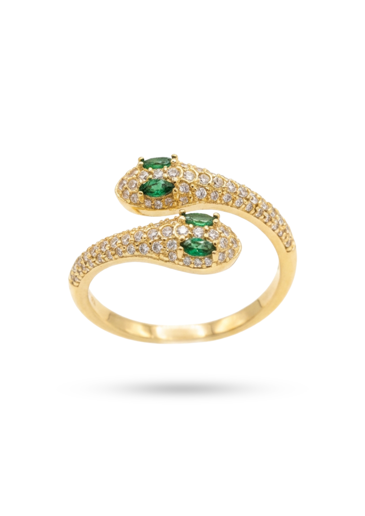 Bague Acier Inoxydable Serpent Yeux Vert