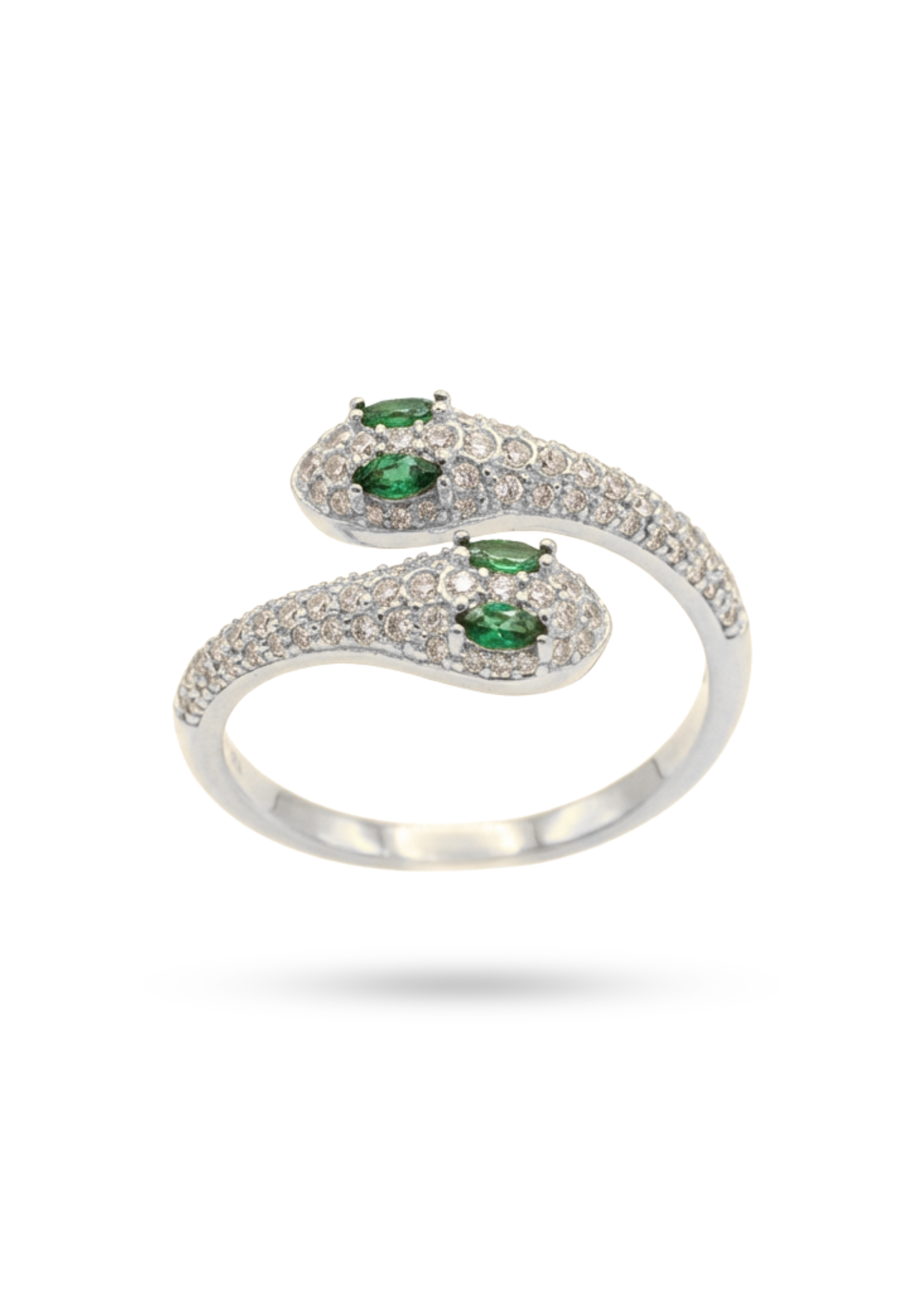 Bague Acier Inoxydable Serpent Yeux Vert