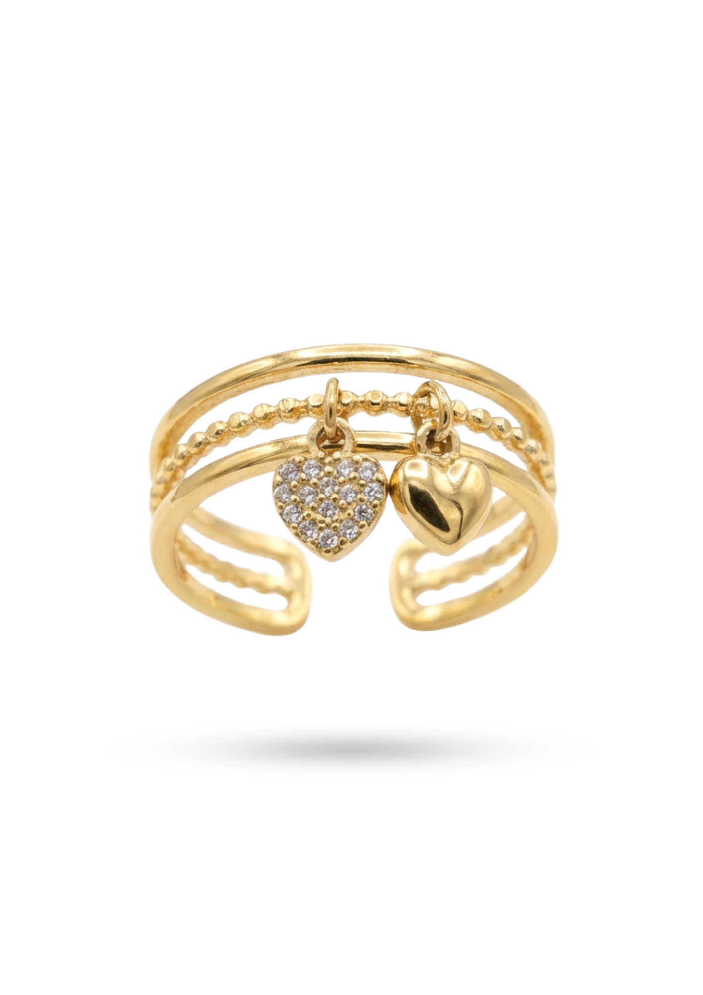 Bague Breloque Double Cœur