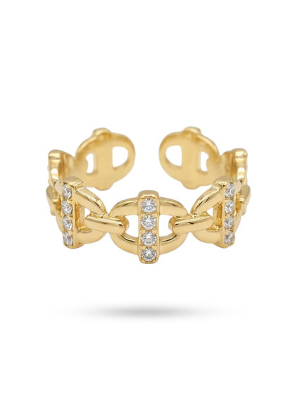 Bague Acier Inoxydable Ovale Barre Strass