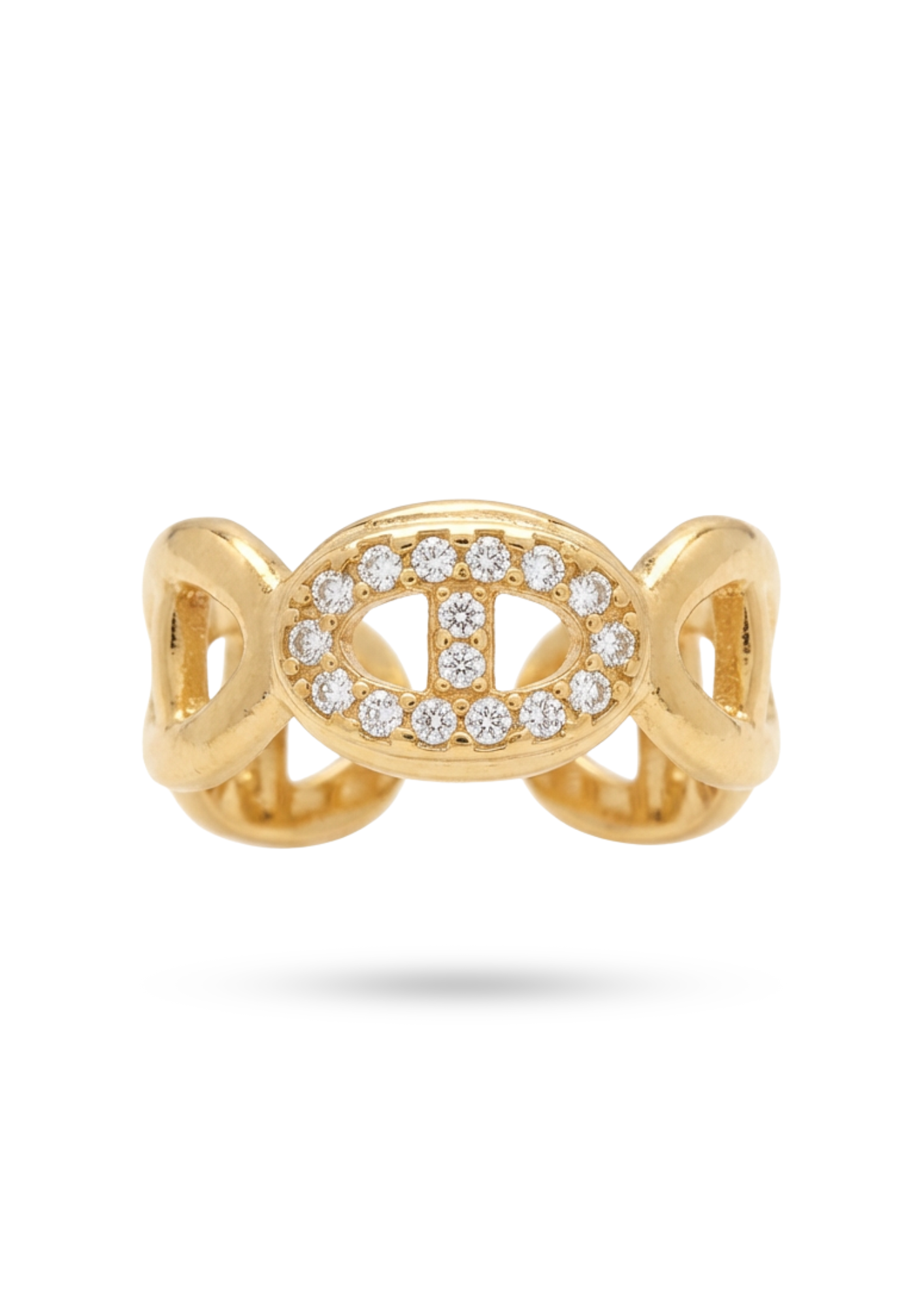 Bague Acier Inoxydable Maille Marine Strass