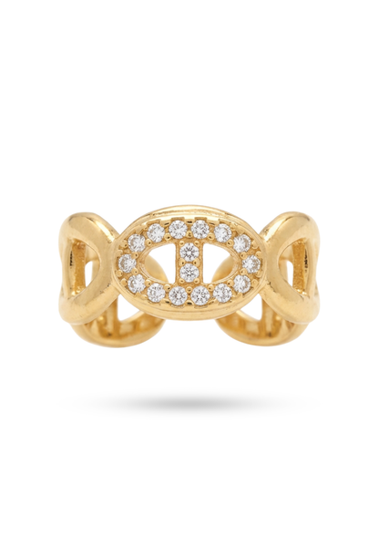 Bague Acier Inoxydable Maille Marine Strass