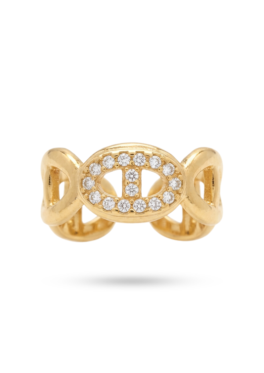 Bague Acier Inoxydable Maille Marine Strass