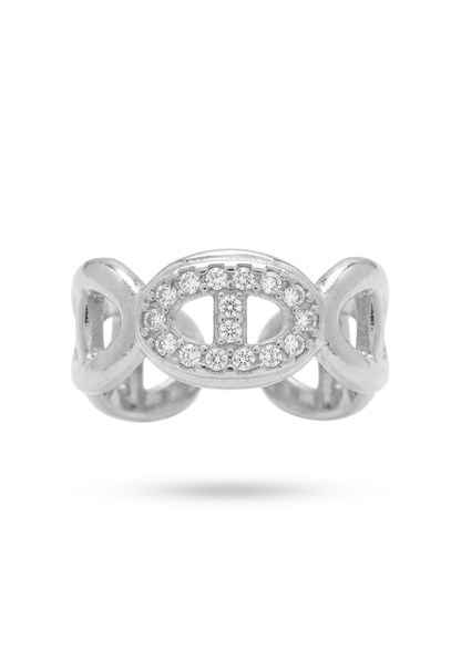 Bague Acier Inoxydable Maille Marine Strass