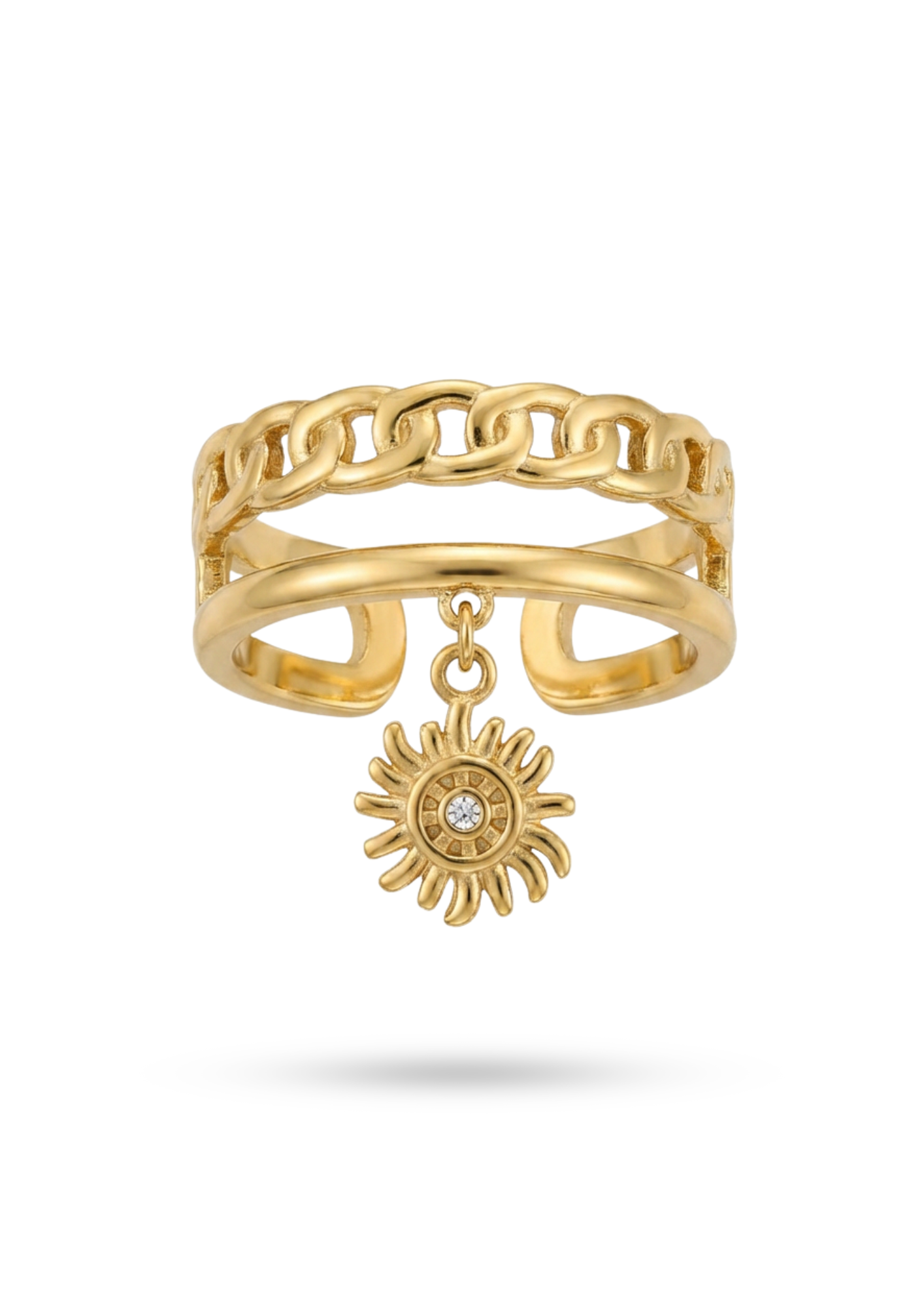 Bague Double Rang Breloque Soleil