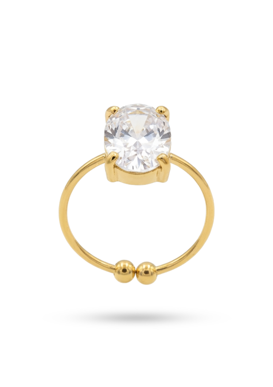 Bague Acier Inoxydable Gros Zircon