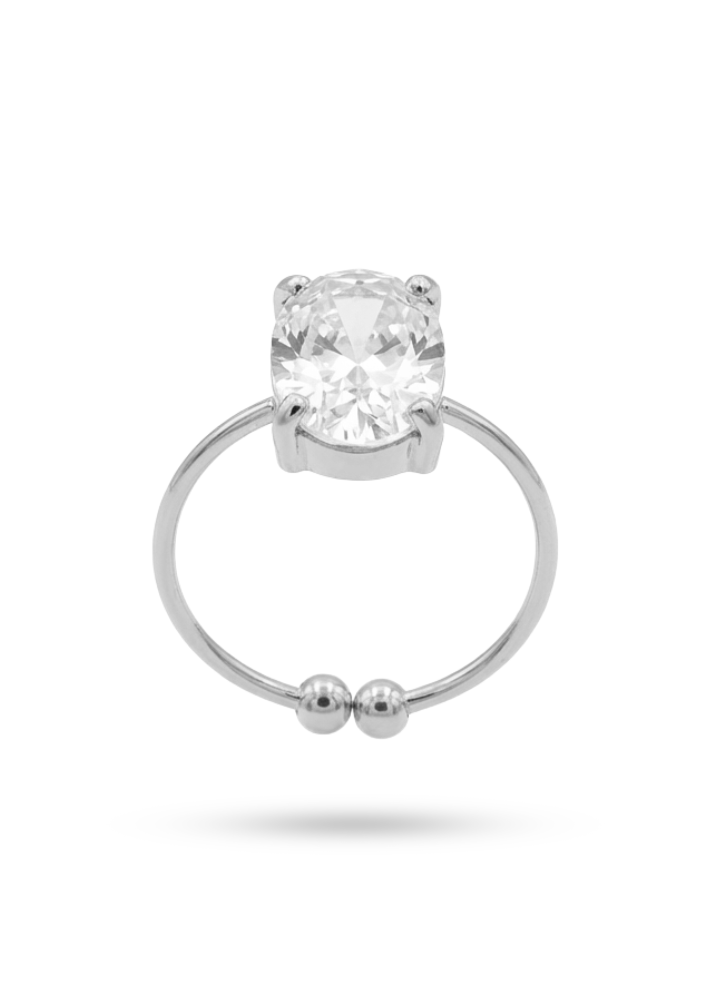 Bague Acier Inoxydable Gros Zircon