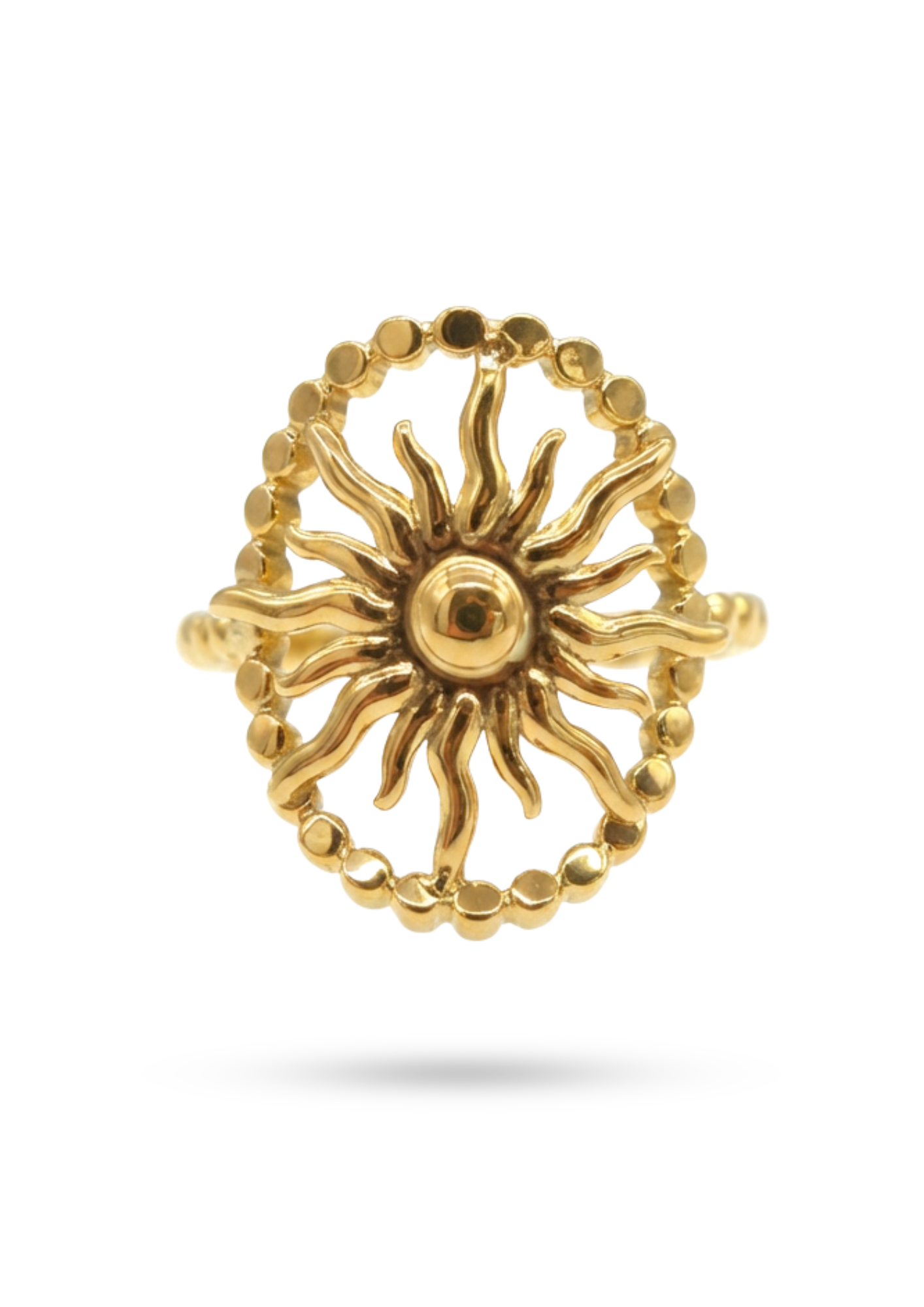 Bague Acier Inoxydable Soleil Rétro
