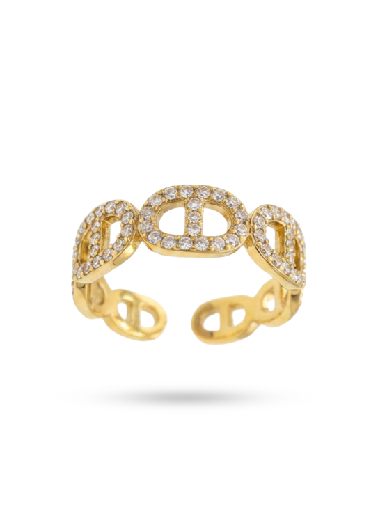 Bague Acier Inoxydable Ovale Strass