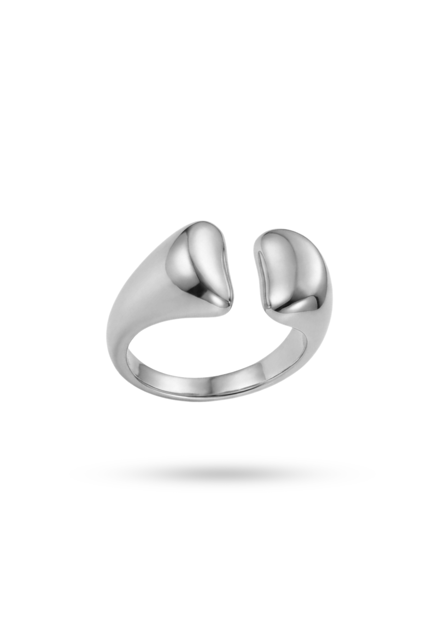 Bague Acier Inoxydable Ouverte Bombé