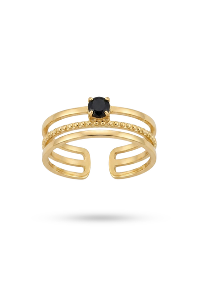 Bague Acier Inoxydable Triple Rang Zircon