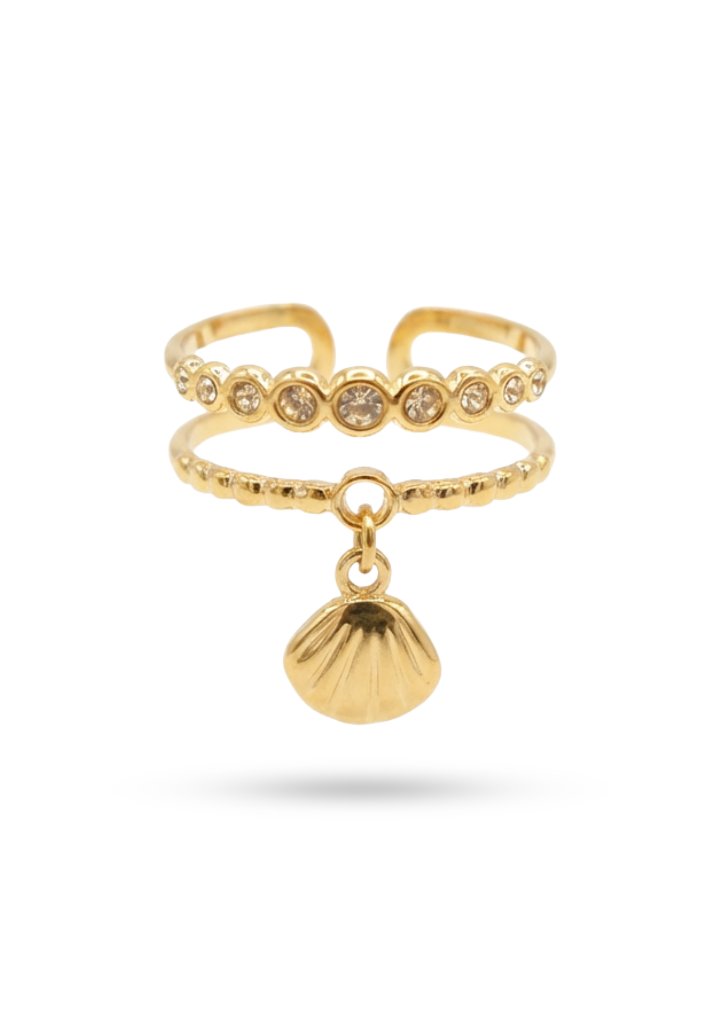 Bague Breloque Double Coquilage