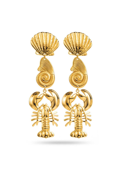 Boucles d'Oreilles Acier Inoxydable Coquillage et Homard