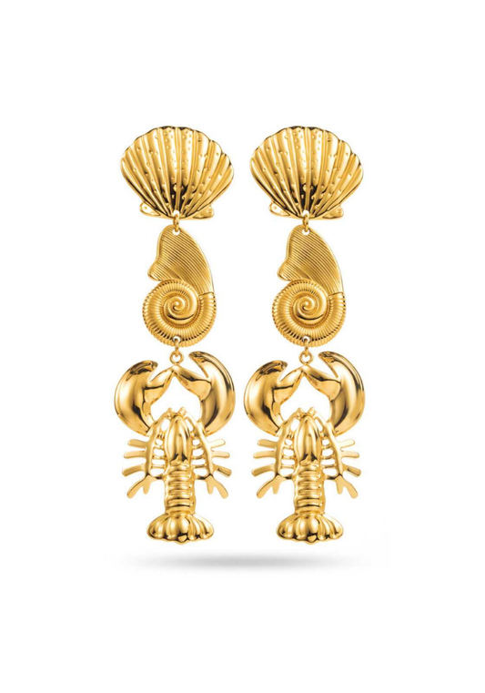 Boucles d'Oreilles Acier Inoxydable Coquillage et Homard