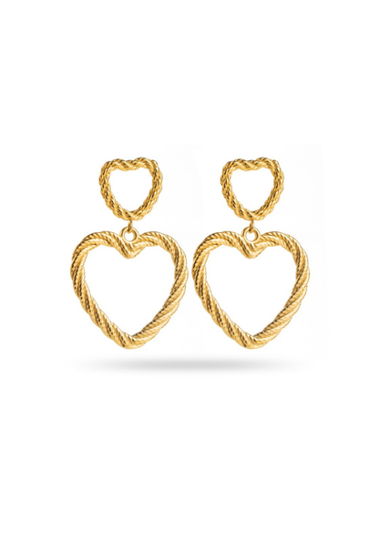  Boucles d'Oreilles Double Cœur Acier Inoxydable
