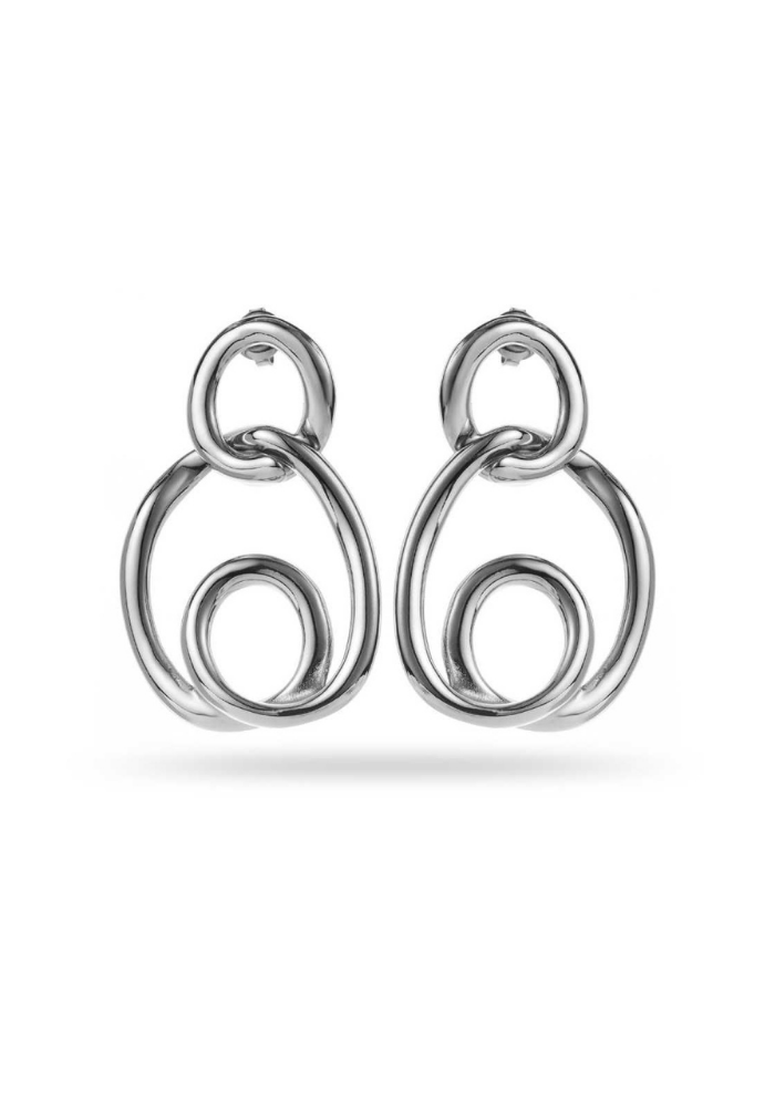Boucles d'Oreilles Acier Inoxydable Spirales Pendantes