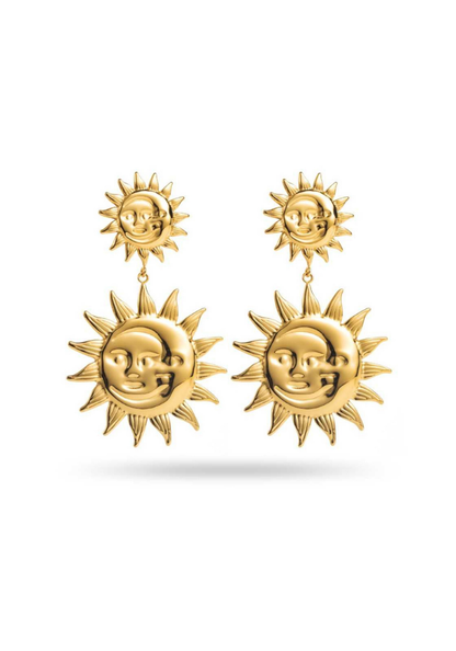 Boucles d'Oreilles Acier Inoxydable Double Soleil