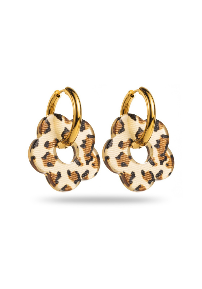 Boucle d'Oreilles Fleur Résine et Acier Inoxydable
