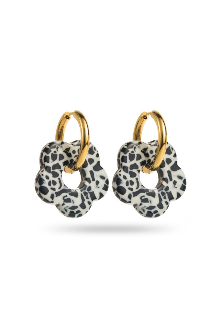 Boucle d'Oreilles Fleur Résine et Acier Inoxydable