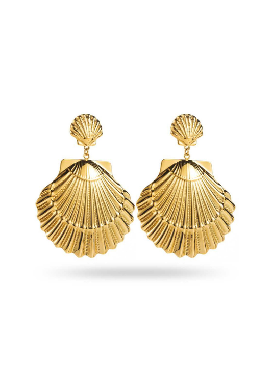 Boucles d'Oreilles Acier Inoxydable Pendantes Coquillage