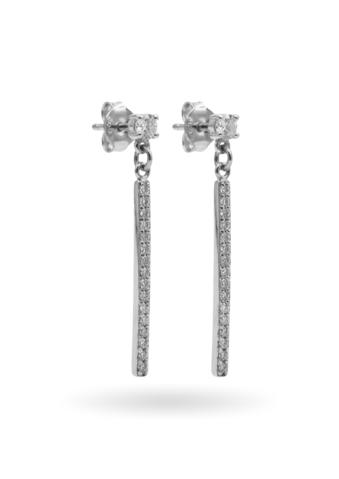 Boucles d'Oreilles Acier Inoxydable Barre Strass