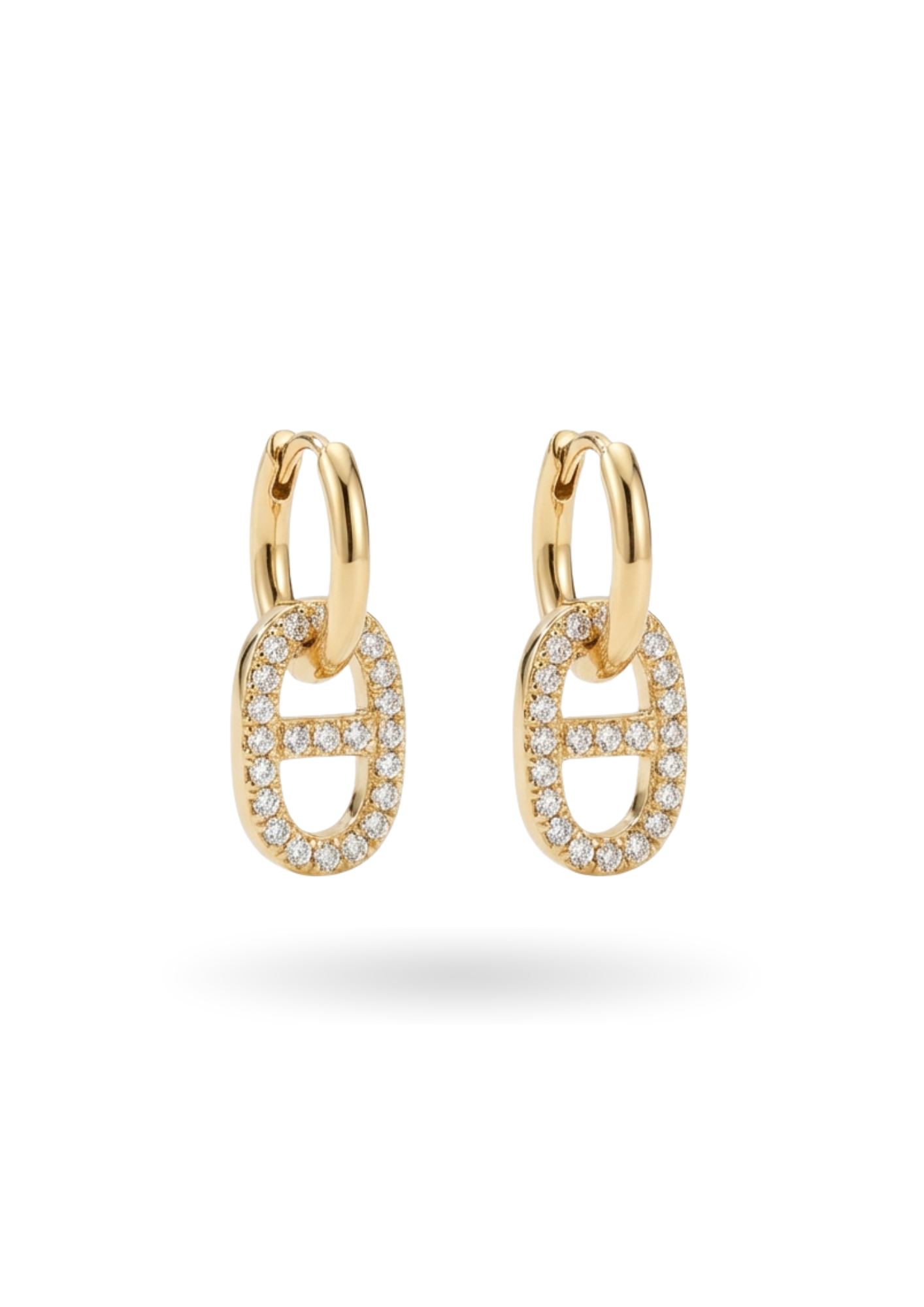 Boucles d'Oreilles Acier Inoxydable Ovale Strass