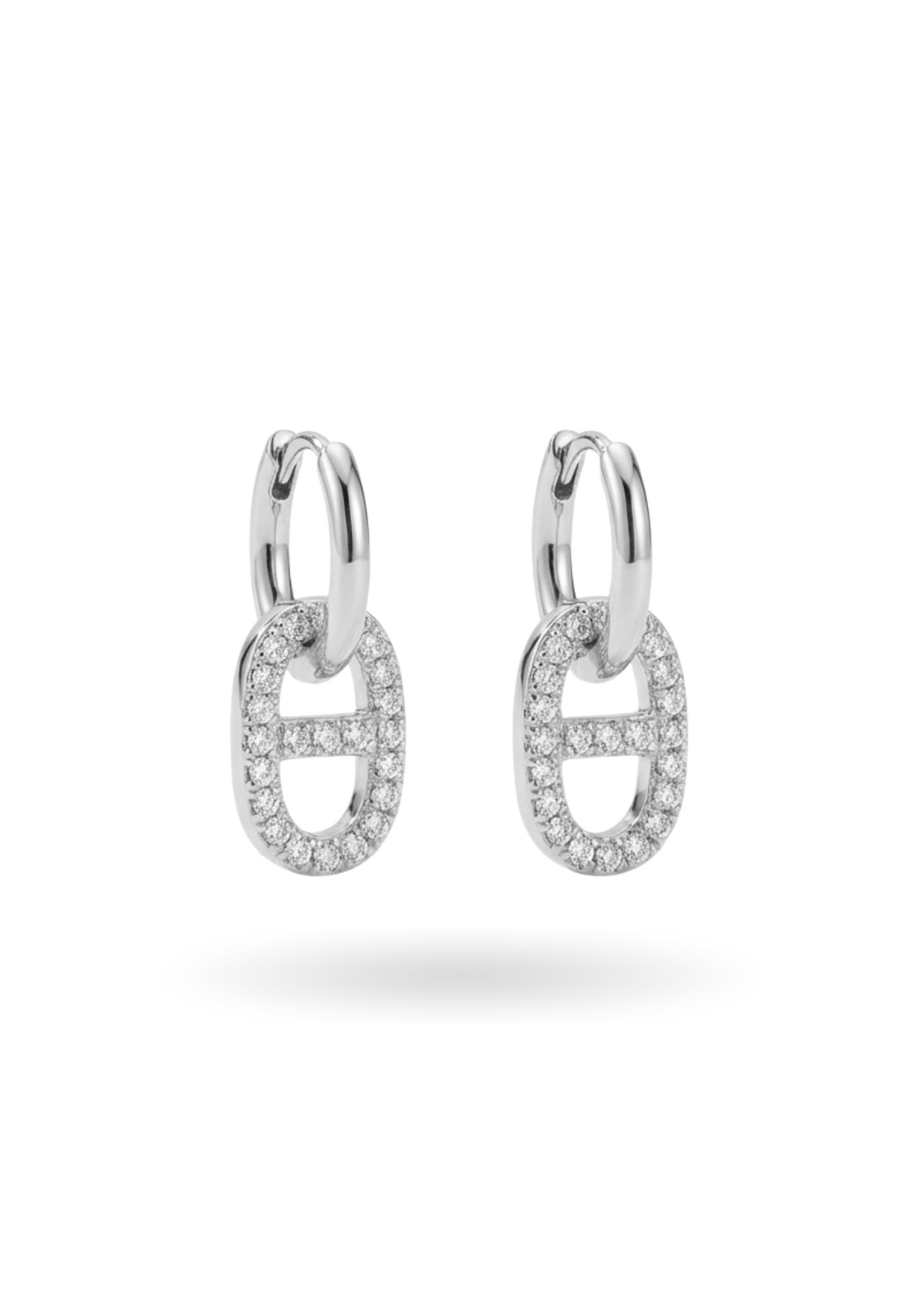 Boucles d'Oreilles Acier Inoxydable Ovale Strass