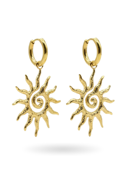 Boucles d'Oreilles Acier Inoxydable Pendentif Soleil