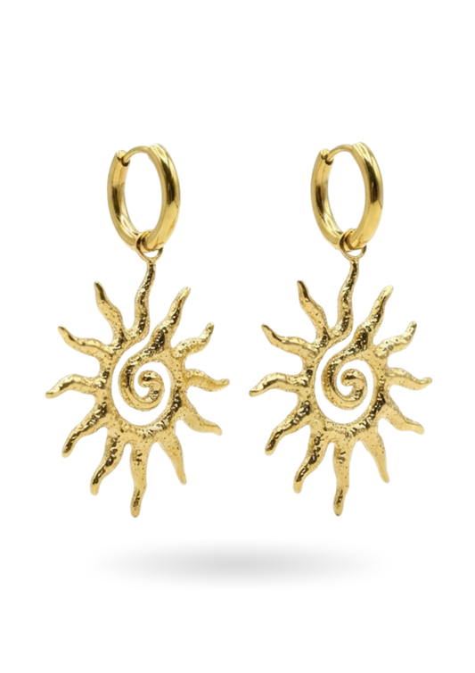 Boucles d'Oreilles Acier Inoxydable Pendentif Soleil