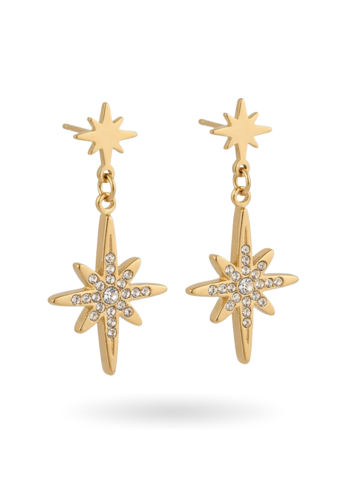 Boucles d'Oreilles Acier Inoxydable Double Étoile