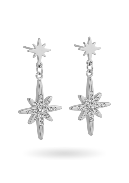 Boucles d'Oreilles Acier Inoxydable Double Étoile