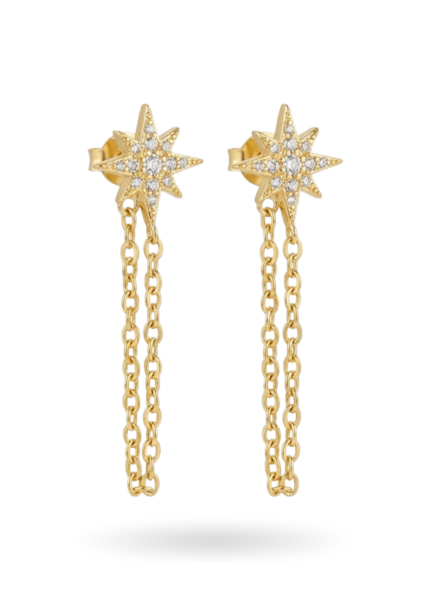Boucles d'Oreilles Acier Inoxydable Étoile Chaine