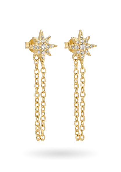 Boucles d'Oreilles Acier Inoxydable Étoile Chaine